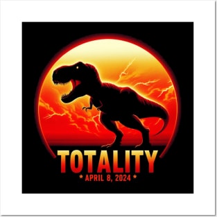 Dinosaur T-Rex Totality April 8 2024 Total Solar Eclipse Posters and Art